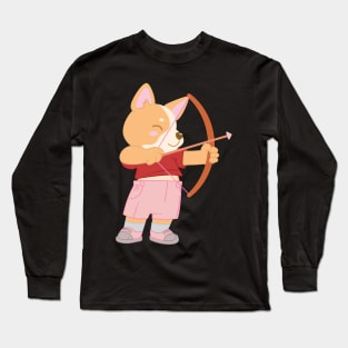 Archery Cute Puppy Dog Player - Girl Kids gift design Long Sleeve T-Shirt